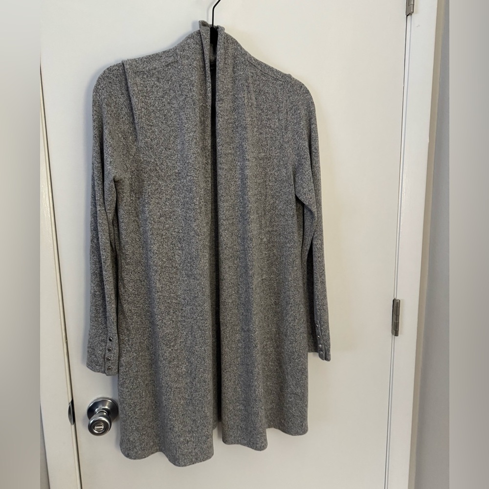 Gray Open Front Cardigan